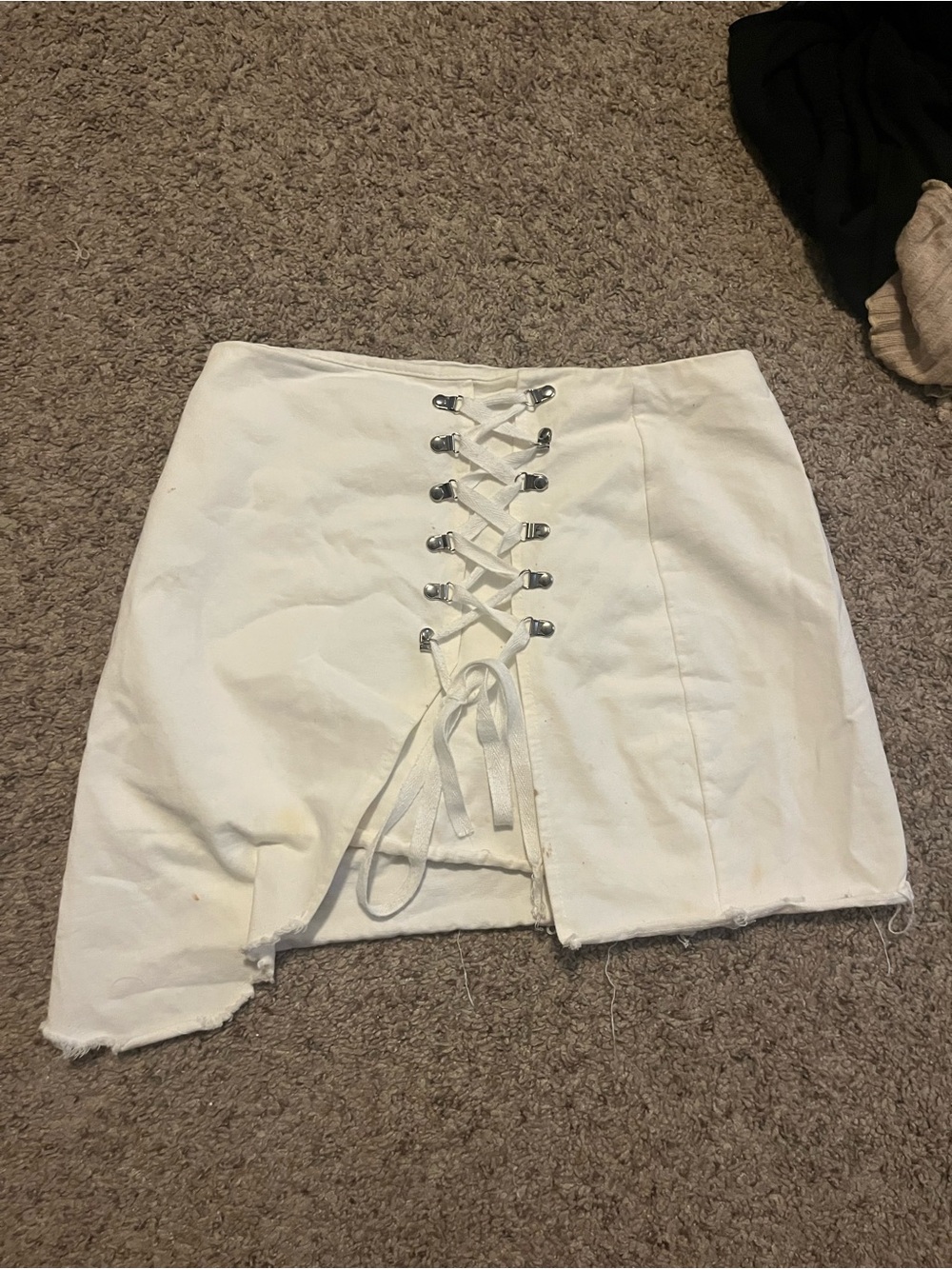 Women’s Windsor White Asymmetrical Lace-Up Mini Skirt